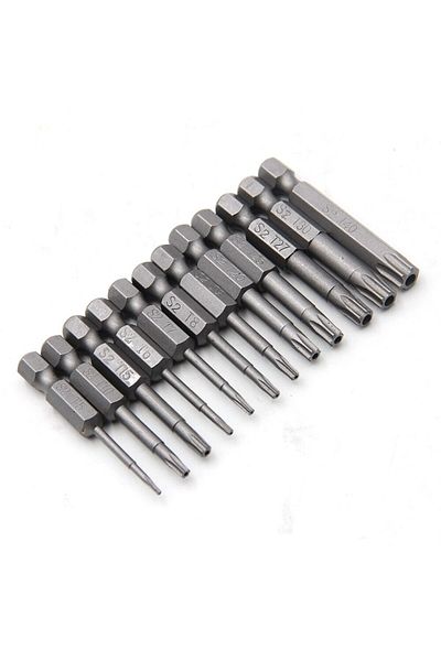 Choice Length 50mm 12pcs 12pc Hollow Plum Blossom Screwdriver Head 50mm Long S2 Hexagonal Handle Screwdrive