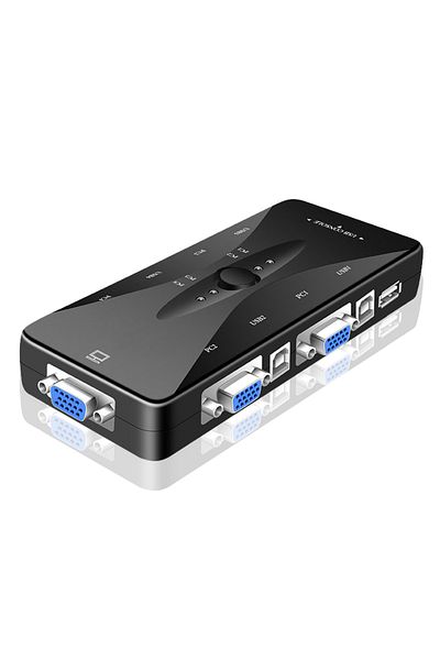 Choice مفتاح KVM مزود بـ 4 منافذ VGA و2 و4 منافذ بدقة 1080 بكسل وموزع USB2.0 وفأرة ولوحة مفاتيح وطابعة ومحرك أقراص USB محمول ومفتاح مشاركة