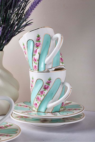 Perotti Kuzguncuk 12-Piece Porcelain Coffee Set for 6