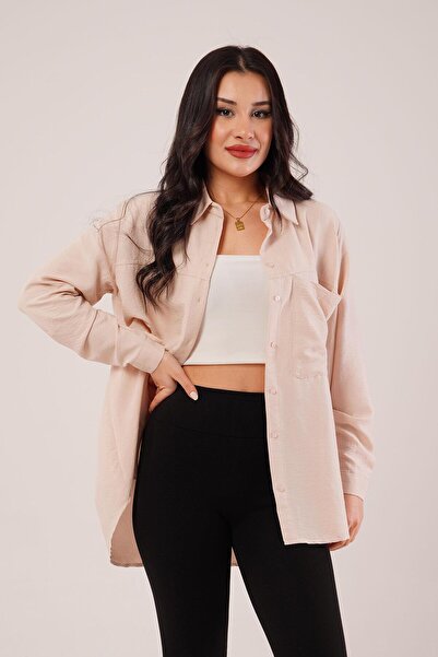 Hipo Trend Jednokopčana bež košulja Oversize kroj