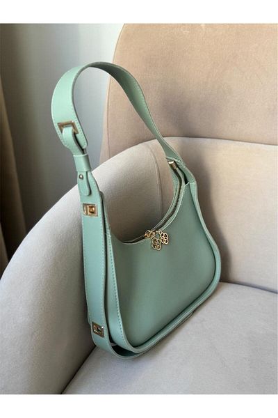 Moda Sekiz Geantă de umăr și crossbody pentru femei, verde mentă, cu fermoar reglabil treptat