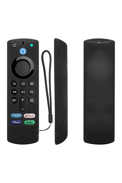hononjo جراب T056 من السيليكون الأسود مناسب لجهاز التحكم عن بعد للتلفزيون الذكي Amazon Alexa Fire Home من الجيل الثالث