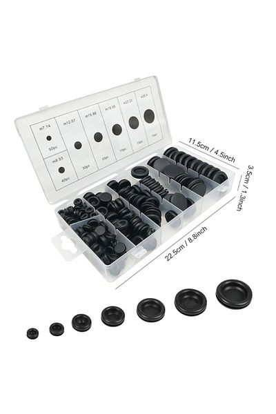 Choice 170PCS 170pcs Black Rubber Grommet Firewall Hole Plug Retaining Ring Set Car Electrical Wire Gasket