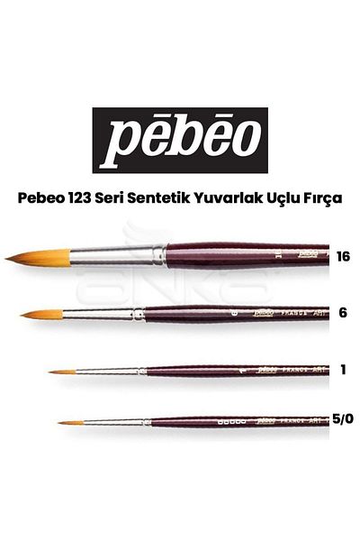 Pebeo 123 Series Synthetic Short Handle Brush No: 1 Suitable for Watercolor, Acrylic Paint, Oil Paint