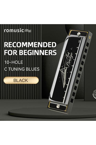 Choice Black Blues Harmonica Mouth Organ 10 Hole C Key with Case, Diatonic Harmonica for Professional Playe