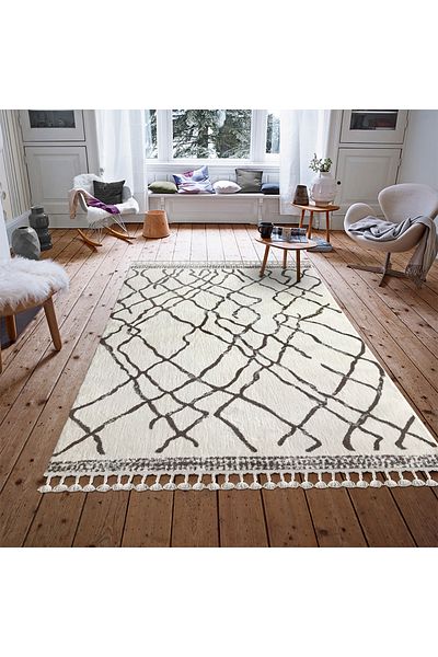 Homelux Marcie Rectangular Rug, 200X290, Geometric, White, Light Brown, Polyester