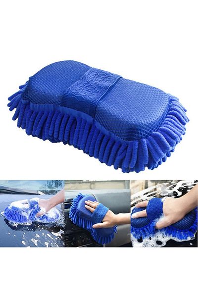 South Moon 1 Pc Blue Microfiber Chenille Car Wash Sponge Care Washing Brush Pad Cleaning Tool Auto Washing T...