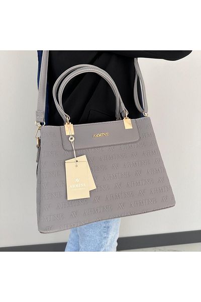 Armine Gray Embossed Bag - AR20610