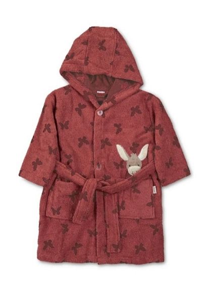Alpar Tekstil Girl's Bathrobe - Soft Hooded, 100% Cotton, Outlet Product, Burgundy/Esel