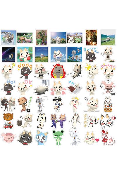 Choice UU003 50Pcs Cartoon Cat Stickers Kawaii Waterproof Graffiti Vinyl Decals for laptop Guitar Suitcase