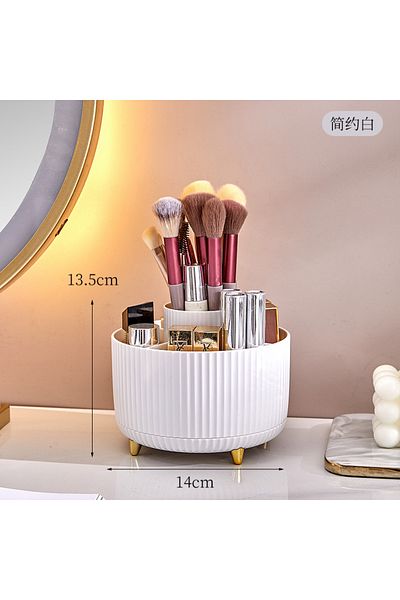 Choice white 360°Rotating Desktop Makeup Brushes Organizer Cosmetic Storage Box Portable Lipstick Holder Sk