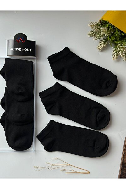 ACTIVE MODA ERKEK 12LI SET SADE SIYAH %100 PAMUK TERE ALARCIYE KARSI