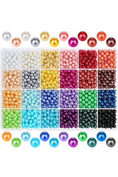 Choice 6 مم 24 لونًا - 1680 قطعة 1680 قطعة 6 مم 24 لونًا مجموعة لؤلؤ صناعي لص...