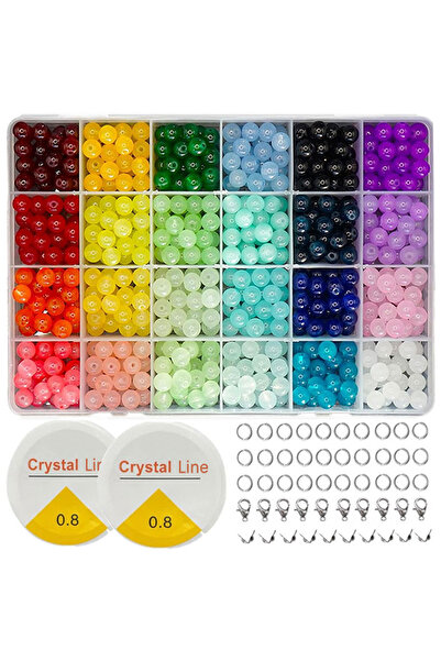 Choice 1 صندوق 24 لونًا / 1 صندوق 8 مم من الخرز الزجاجي المستدير لصنع الأساور...