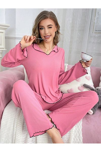 BELLA NOTTE Cotton Thin Ribbed Seasonal Pajamas Set