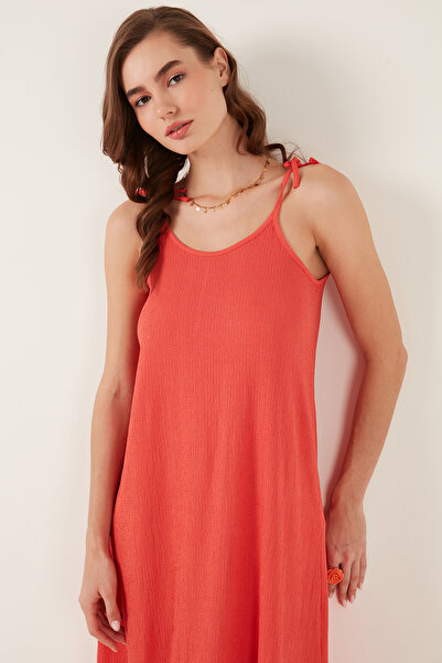 Lela Regular Fit Ip Askılı Uzun Elbise Elbise 5865732
