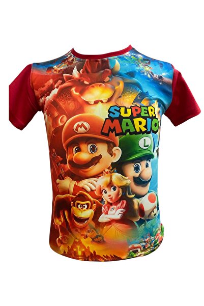 KaiKids Süper Mario 3D Dijital Baskılı Çocuk Tişört Kırmızı