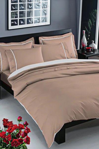 Taç Set cuvertură dublu din satin Prestige Delux - Cappucino