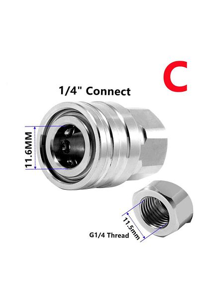 Choice C Stainless Steel 1/4" Quick Plug Connector Dn8 Adaptor For High Pressure Wash Machine Accessories.