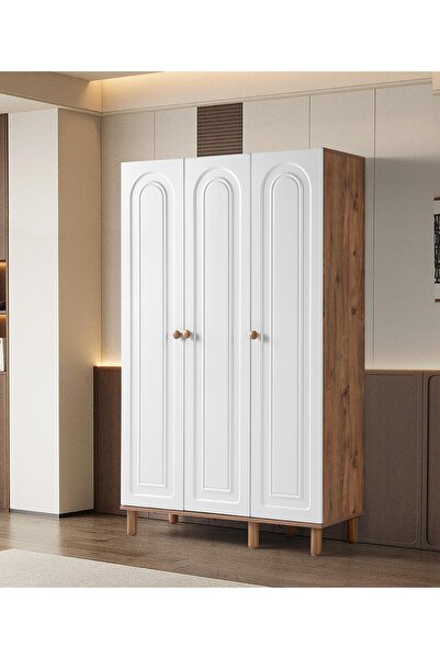 Erezogulları Mobilya Bohem Zambak 3 Kapaklı Çekmeceli Elbise Dolabı Gardrop 120cm
