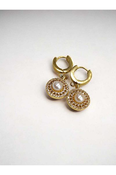 Ayenci Freshwater Cultured Steel Earrings with Pearls