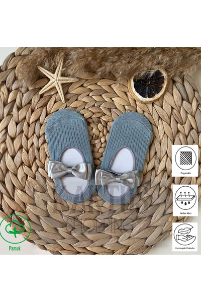 YASYAS جوارب راقصة باليه قطنية باللون الرمادي للفتيات الصغيرات