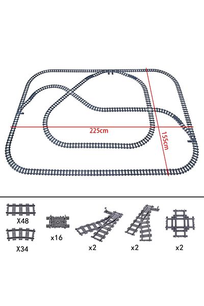 Mitty Tracks Set-B1 City High-tech Trains Flexible Tracks Forked Straight Curved Rails Crossing Switch Bui