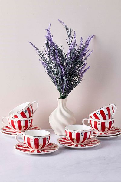 Perotti 12-Piece Porcelain Coffee Set for 6 People - Balat