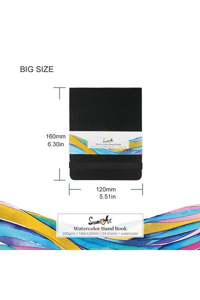 SeamiArt Large (Cold Pressed) SeamiArt A4/A5 Drawing Notebook Sketchbook Handbook 300gsm paper 24sheets for W