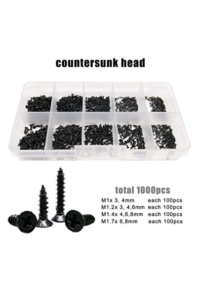 Choice countersunk head 1000pcs Mini Micro Small Tapping Wood Screw Set Kit f...