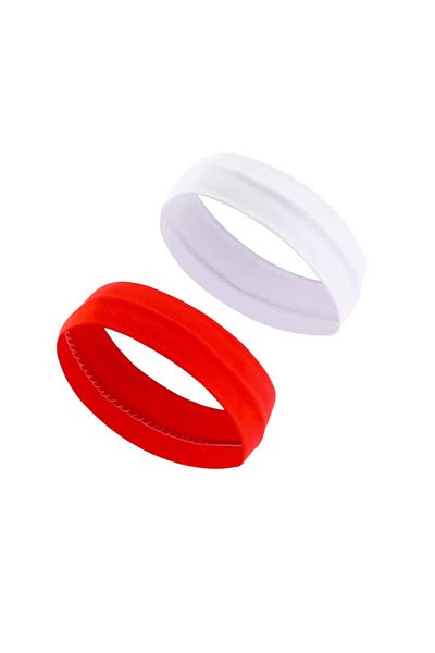 AGAPI Set of 2 White and Red Bandana Cotton Combed Cotton Hair Bandanas