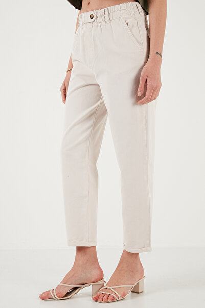 Lela Pantaloni din bumbac, cu talie înaltă, cu picioare drepte, PANTALONI 668YP4924