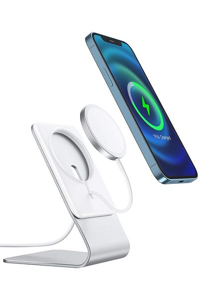 Choice حامل Kuxiu أبيض لشاحن Magsafe، حامل Magsafe من الألومنيوم لسطح المكتب، لهاتف Iphone 16/15/1