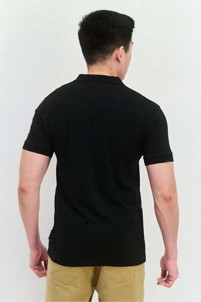 French Connection Men Regular Fit Brand Logo Short Sleeves Polo, Black