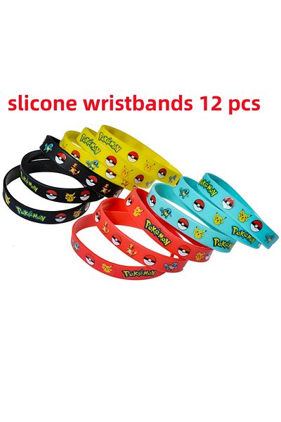 Choice 12pcs-a Anime Pokémon Cute Pikachu Charmander Squirtle Silicone Bracelet Cartoon Characters Children