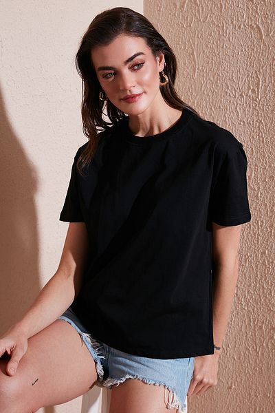 Lela Cotton Oversize Fit Crew Neck t Shirt t Shirt 5866097