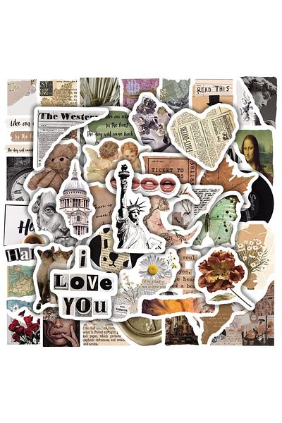 Choice 50pcs Vintage 50pcs Vintage Stickers Retro Vsco Graffiti Aesthetic Ins Vinyl Decals Stationary Noteb