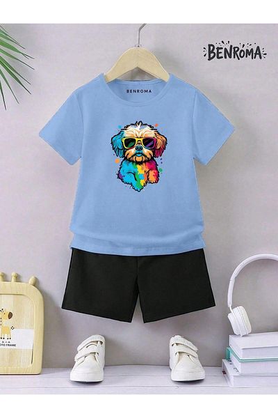 BENROMA Set pantaloni scurți unisex pentru copii - imprimat cu caractere