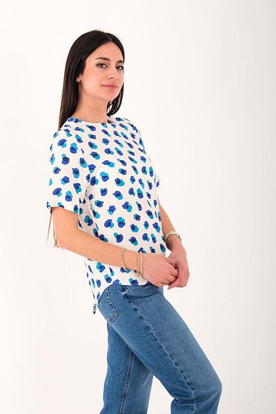 Blues Outlet ΓΥΝΑΙΚΕΙΑ ΜΠΛΟΥΖΑ ΜΠΛΕ ΛΕΥΚΗ ΜΕ ΜΑΝΙΚΙΑ ΚΡΕΜ