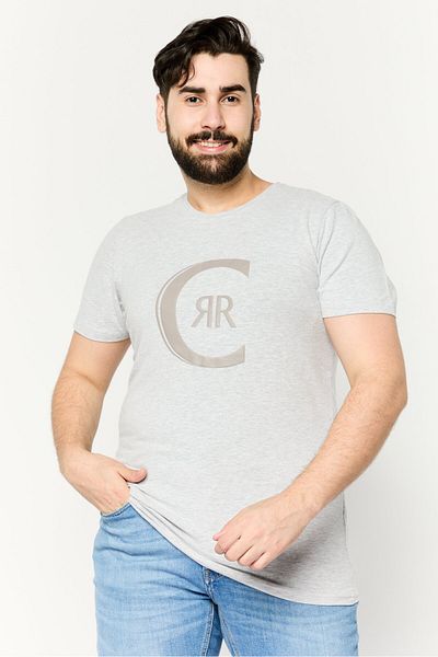 Cerruti 1881 Men Round Neck Short Sleeves Brand Logo T-Shirt, Grey