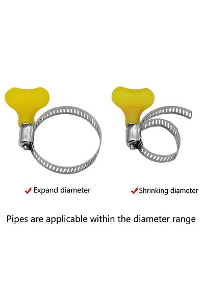 Choice 5pcs 16-25mm 5 Pcs 8-44mm Adjustable Yellow Plastic Handle Hand Twist Hose Clamps Worm Driving Stain
