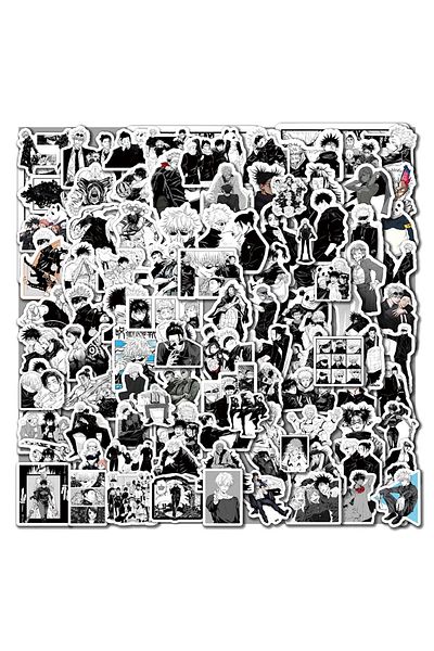 Choice DMTZ778-100PCS 100pcs Black and White Jujutsu Kaisen Cartoon Kawaii Stickers Phone Case Luggage DIY