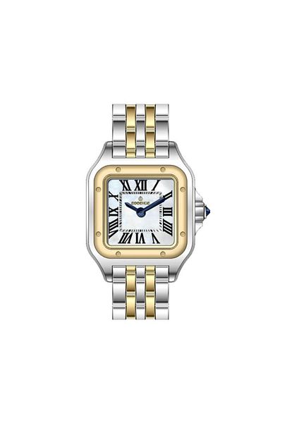 Essence Pearlescent Square Dial - 5 Atm Water Resistant Metallic Gold Steel Band and Case
