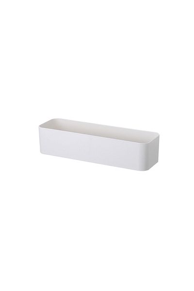 Choice white-L Wall Mounted Cosmetic Storage Box Bathroom Storage Rack Shelf Adhesive Storage Case Remote C