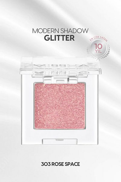 Missha Modern Shadow Glitter - Permanent and Non-Clumping, Glitter Single Headlamp (303 Rose Space)