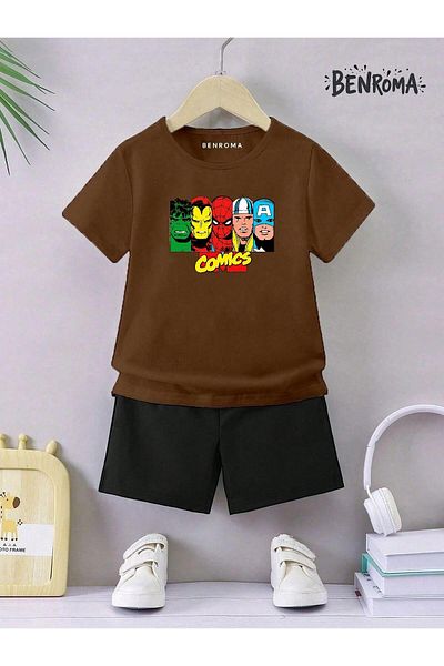 BENROMA Unisex Kids Shorts Set - Character Printed