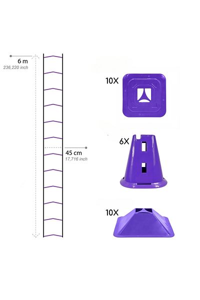 Rebuwo 6m Stair Training Set - 10 Space Locators, 10 Dishes, 6 High Funnels