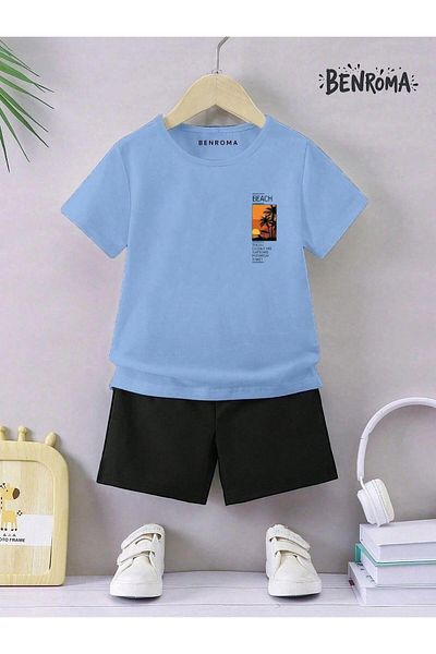 BENROMA Set pantaloni scurți unisex pentru copii - imprimat cu caractere