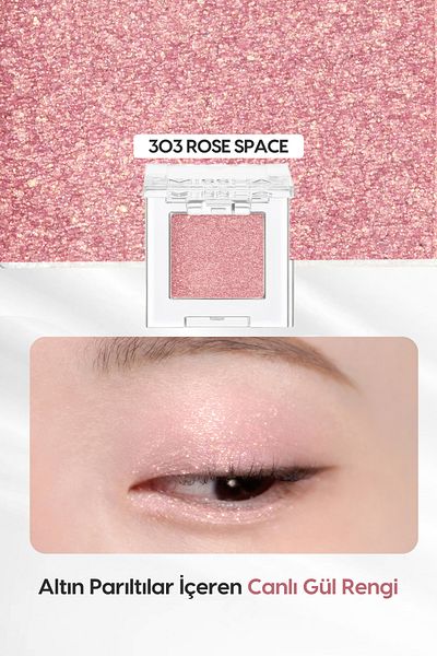 Missha Modern Shadow Glitter - Permanent and Non-Clumping, Glitter Single Headlamp (303 Rose Space)