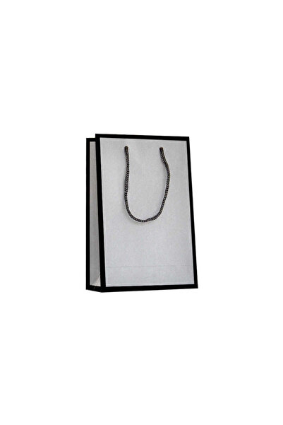 Muka Gümüş Lüks Karton Çanta 14x17x6 cm Pakette 24 Adet
